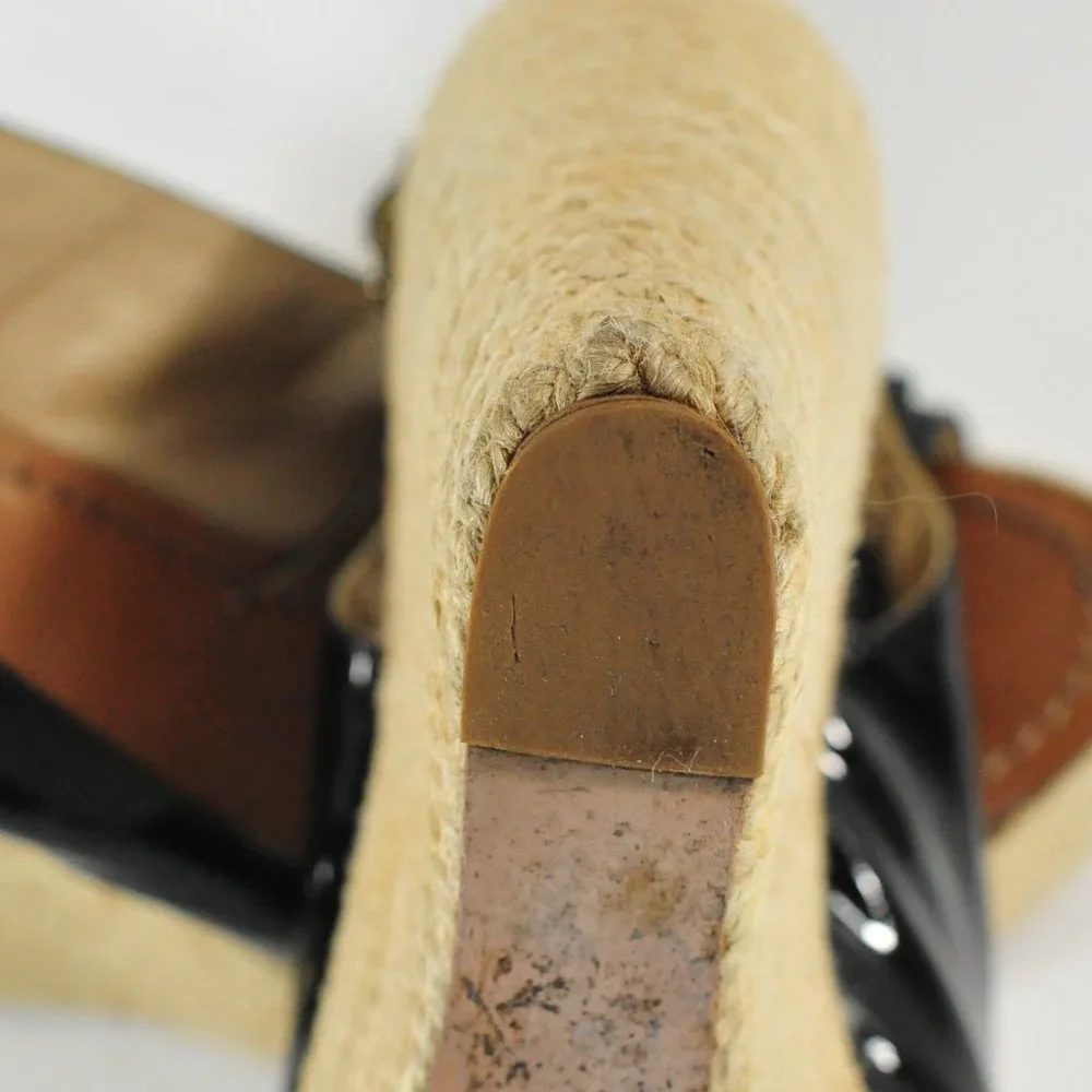 Kate Spade New York Black Patten Leather & Jute Wedge